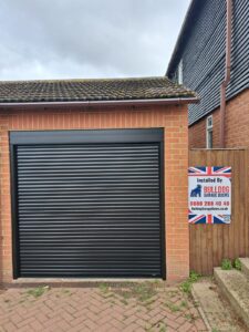 Black Garage Door with a black surround